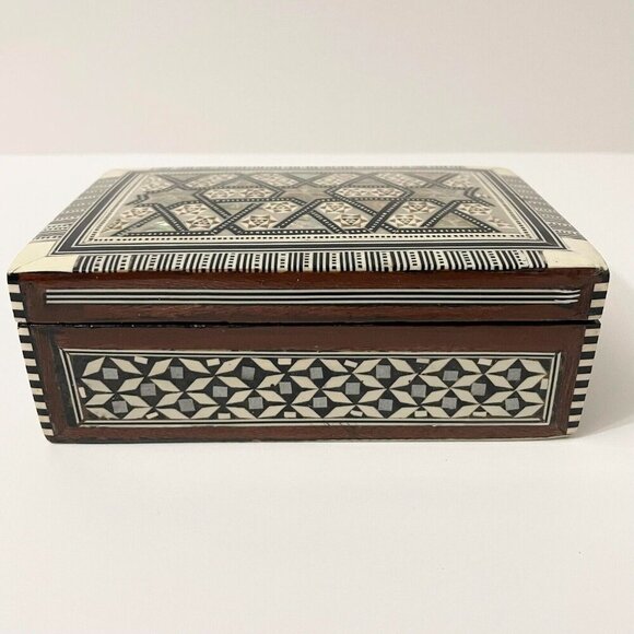 Vintage Wooden Jewelry Box Micro Mosaic Unmarked - Picture 5 of 16